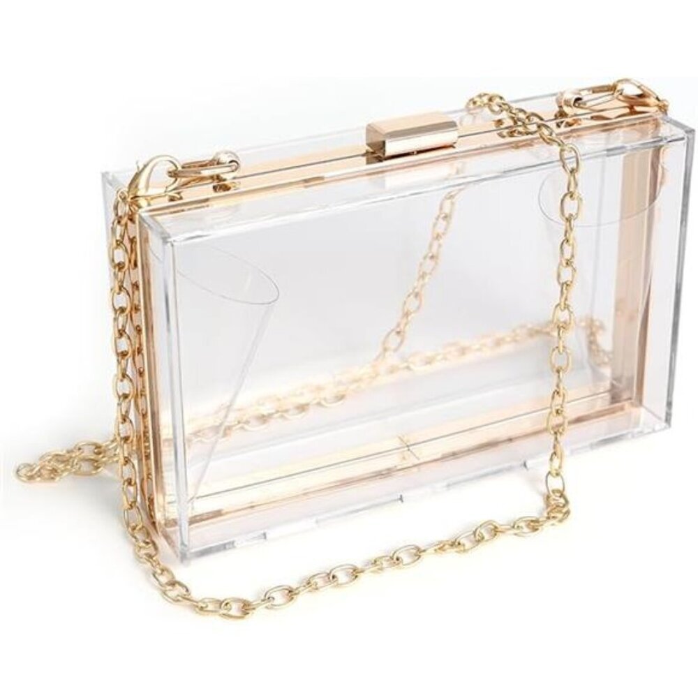 WJCD Women Clear Purse Acrylic Box Clutch Handbag, Small Transparent Crossbody - Picture 7 of 7